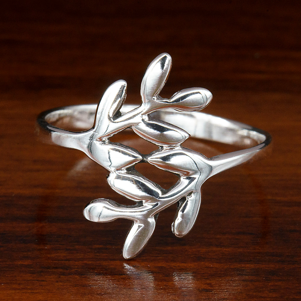 Sterling 925 silver olive leaf ring