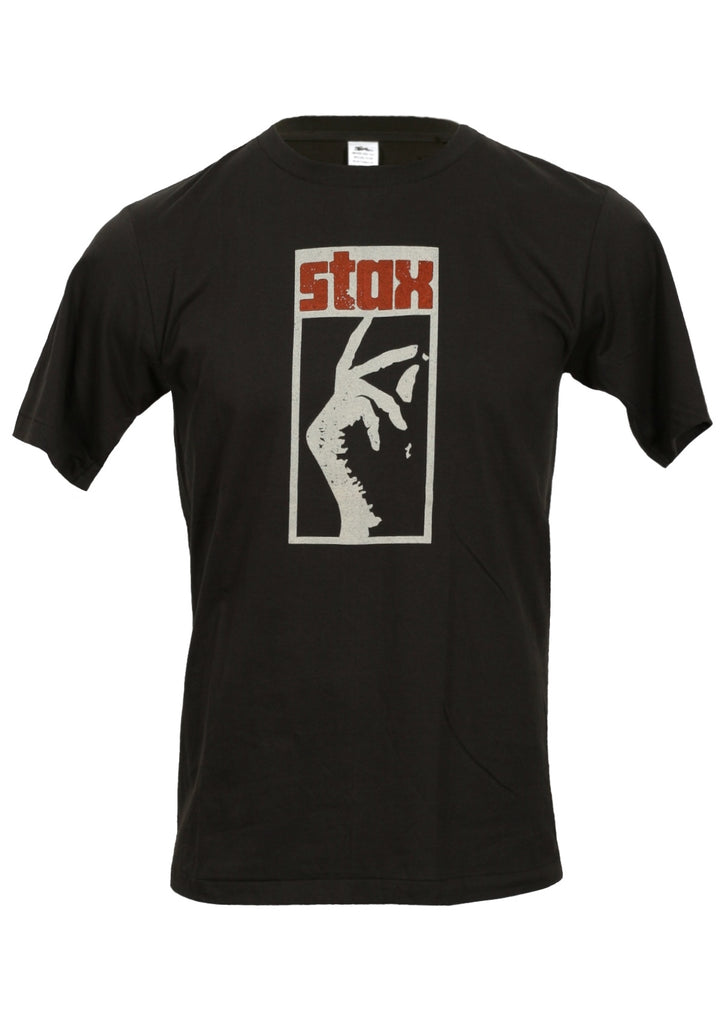 Black cotton t-shirt with Stax records label logo front