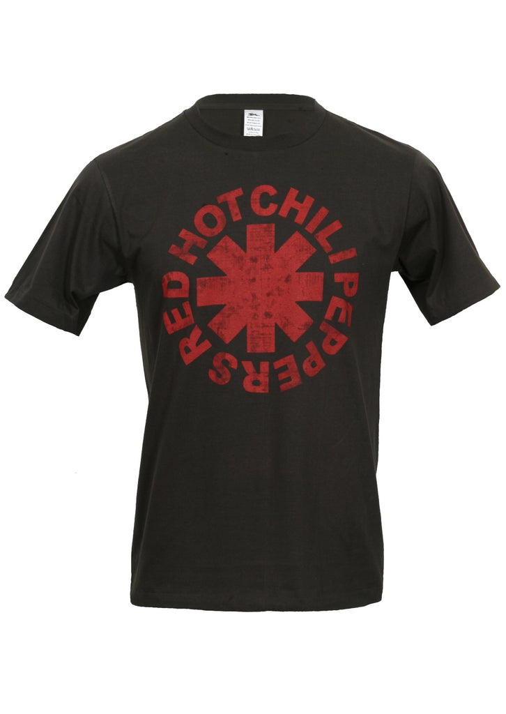 Black T-shirt with Red Hot Chilli Peppers band logo front