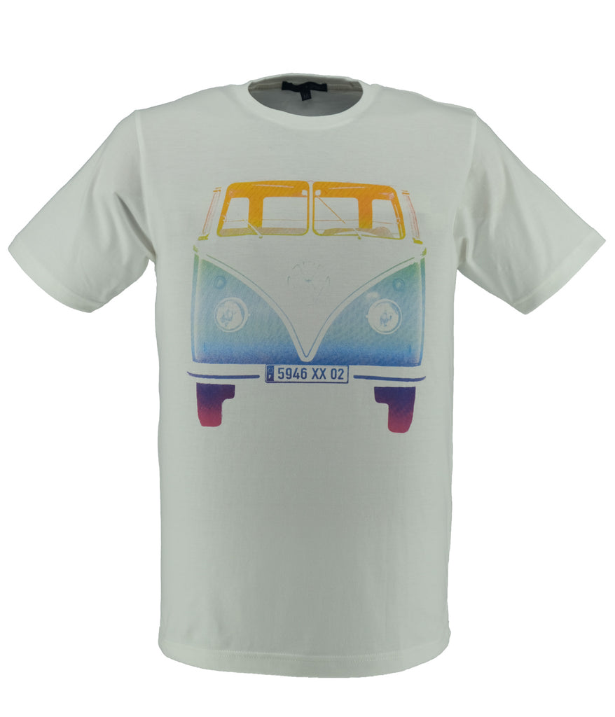A white T-shirt featuring a graph Van design