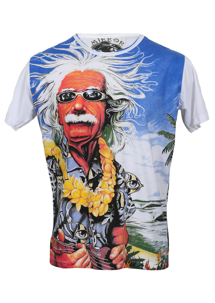 Mirror Einstein at the Beach T-Shirt on a white background