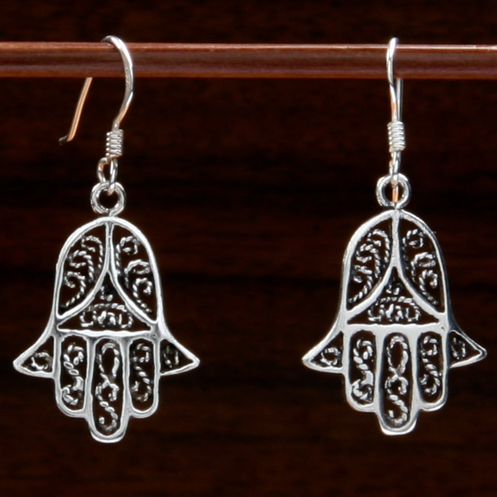 sterling silver hamsa symbol earrings