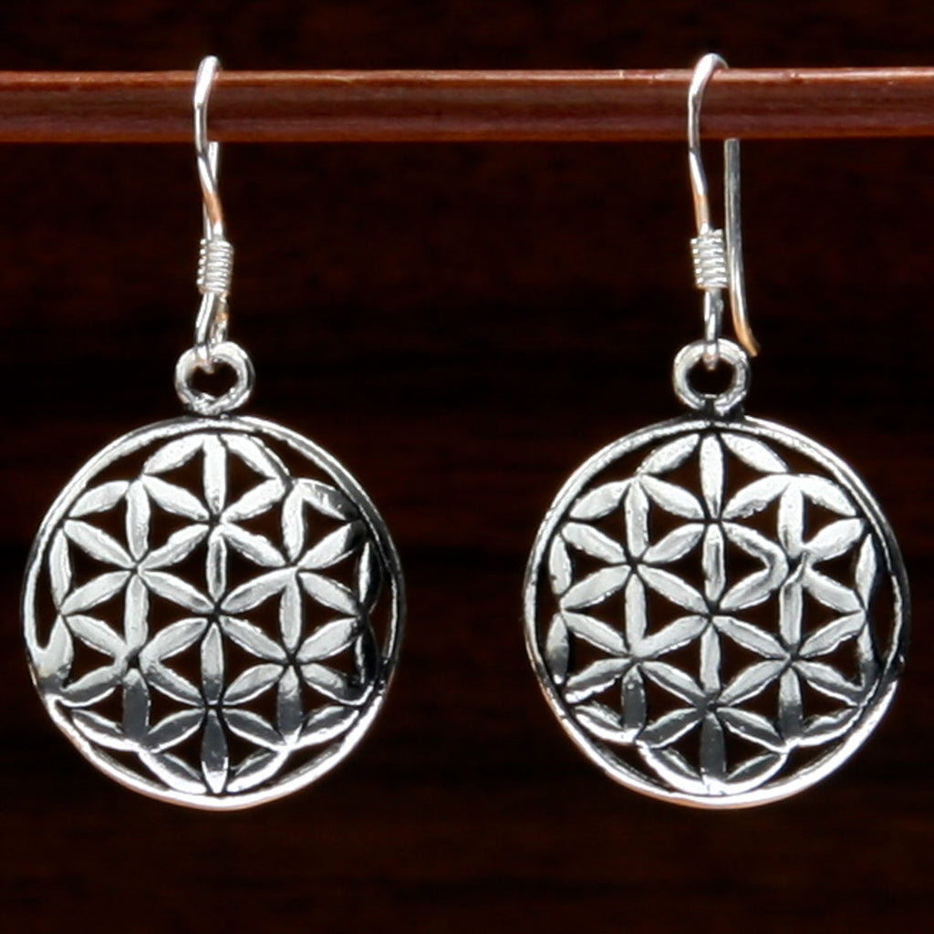 sterling silver flower of life sacred geometry earrings