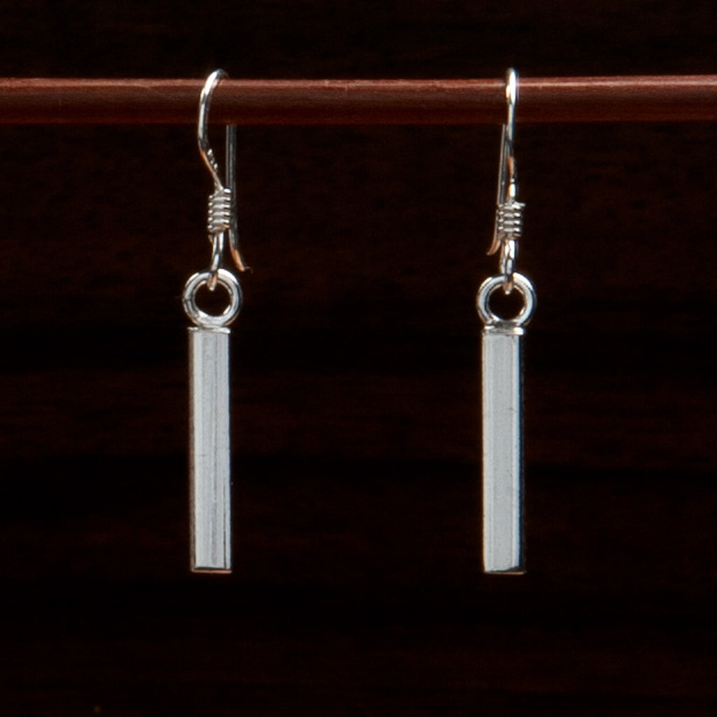 simple rectangular sterling silver earrings