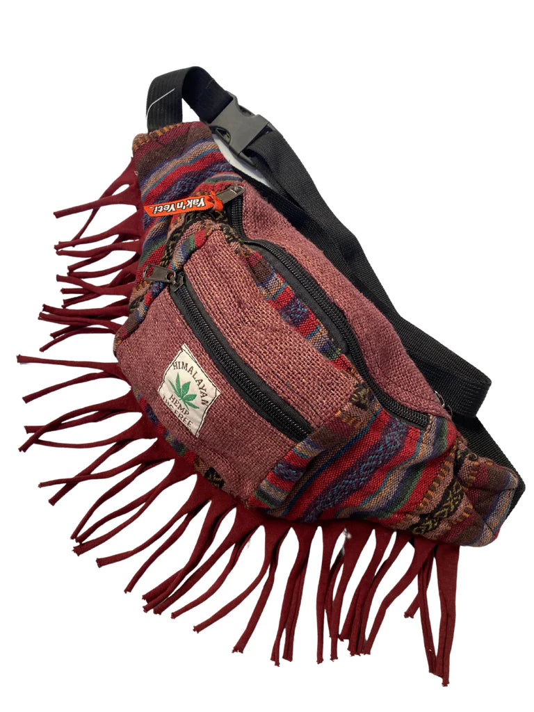 hemp patchwork bumbag with frills two pockets and secret pocket