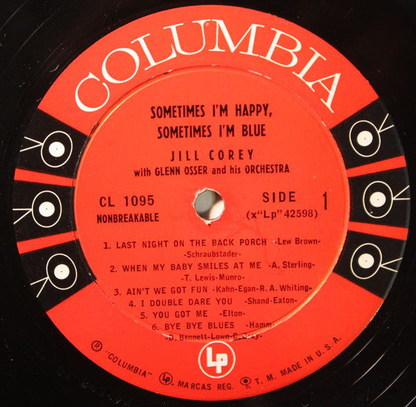 Jill Corey with Glenn Osser And His Orchestra : Sometimes I'm Happy, Sometimes I'm Blue (LP, Album, Mono)