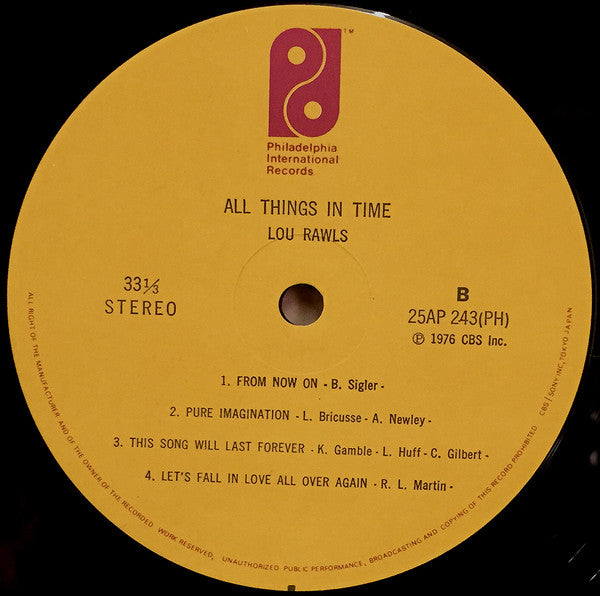 Lou Rawls : All Things In Time (LP, Album)