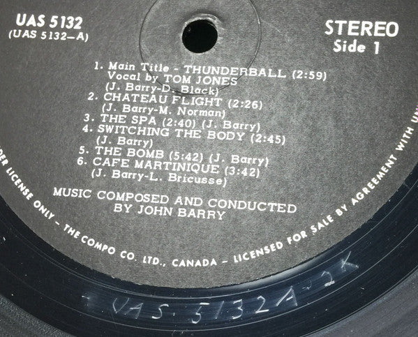 John Barry : Thunderball (Original Motion Picture Soundtrack) (LP, Album)