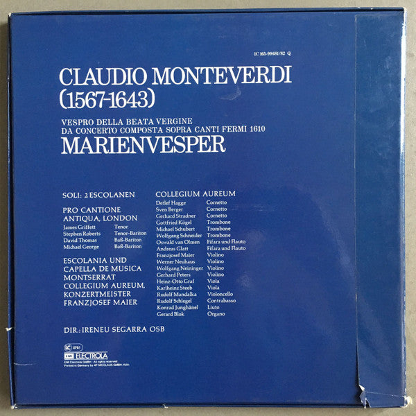 Claudio Monteverdi : Vespro Della Beata Vergine (2xLP, Album, Quad)