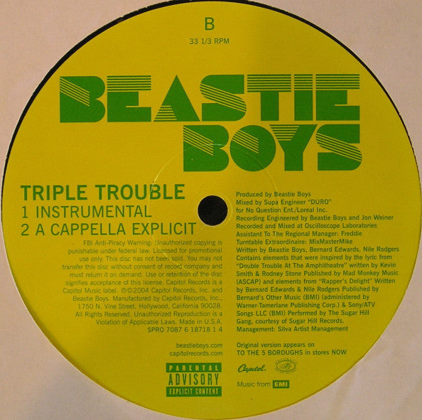 Beastie Boys : Triple Trouble (12", Promo)