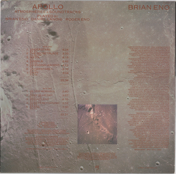 Brian Eno With Daniel Lanois & Roger Eno : Apollo - Atmospheres & Soundtracks (LP, Album)