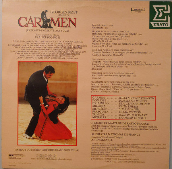 Georges Bizet / Julia Migenes Johnson*, Placido Domingo, Ruggero Raimondi, Faith Esham, Lorin Maazel, Orchestre National De France, Chœur* Et Maîtrise De Radio France : Carmen (Extraits) (LP, Album, Gat)