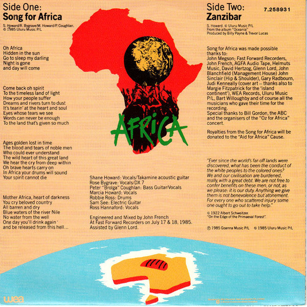 Goanna : Song For Africa (7", Single)