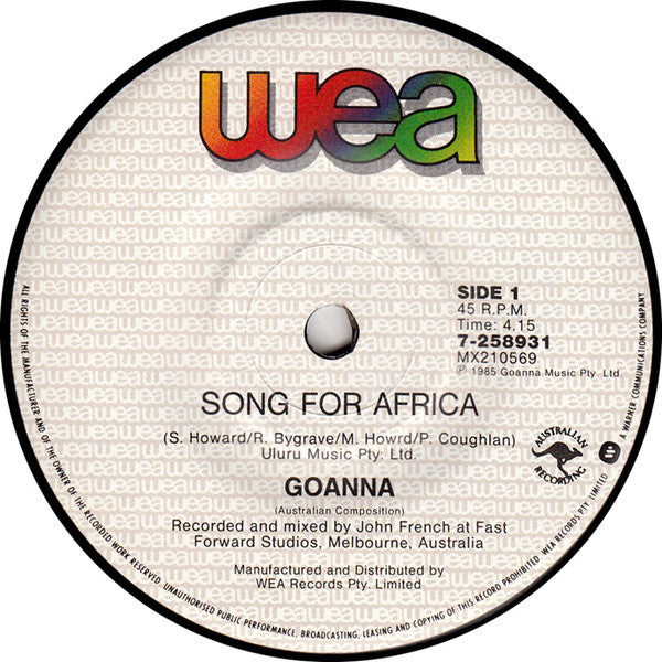 Goanna : Song For Africa (7", Single)