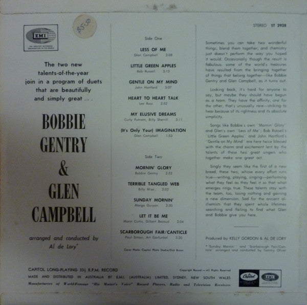 Bobbie Gentry And Glen Campbell : Bobbie Gentry & Glen Campbell (LP, Album)