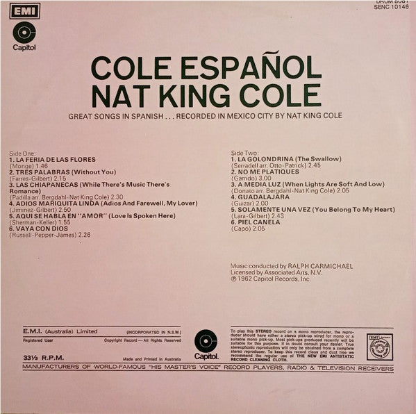 Nat King Cole : Cole Español (LP, Album, RE)