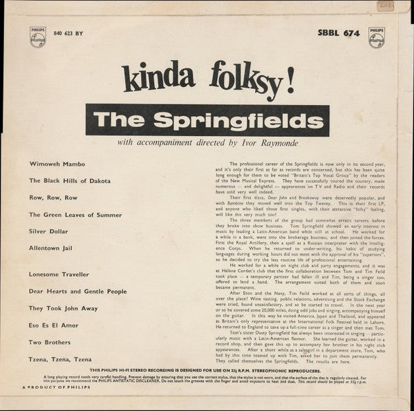 The Springfields : Kinda Folksy (LP, Album)