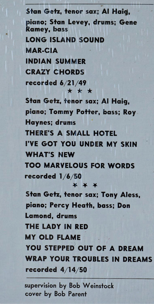 Stan Getz : Stan Getz Quartets (LP, Comp, Mono, RE)