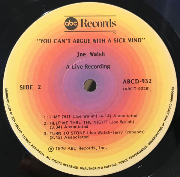 Joe Walsh : You Can't Argue With A Sick Mind (LP, Album)