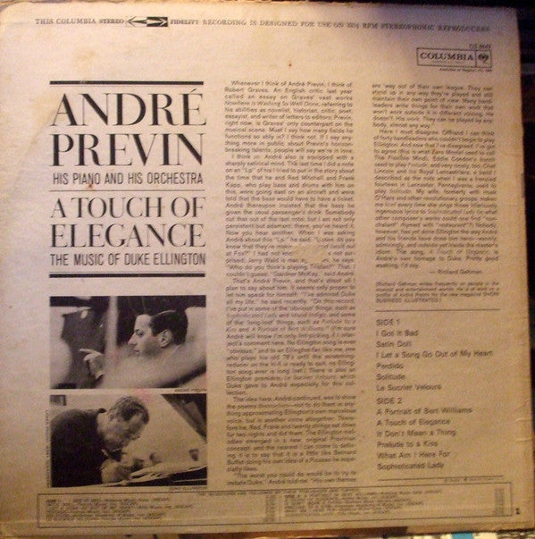 André Previn : A Touch Of Elegance: The Music Of Duke Ellington (LP, Album)