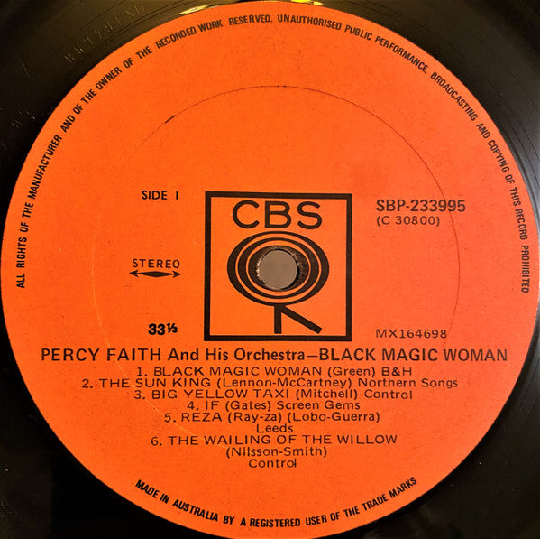 Percy Faith And His Orchestra*, Percy Faith : Black Magic Woman (LP, Album)