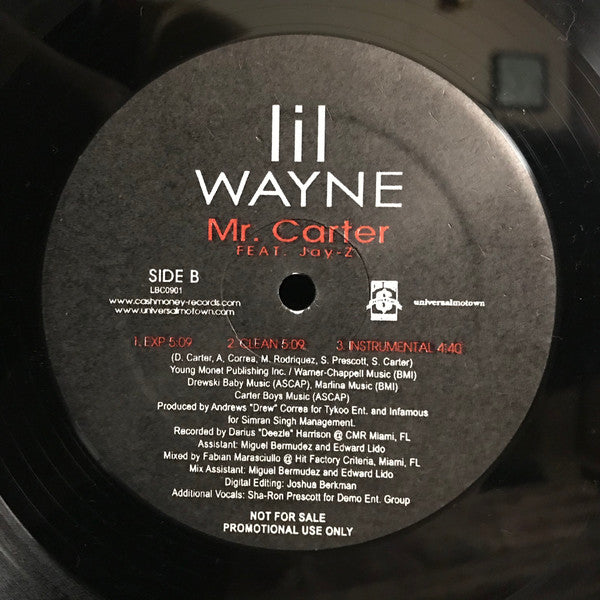 Lil Wayne : Comfortable / Mr. Carter (12", Promo)
