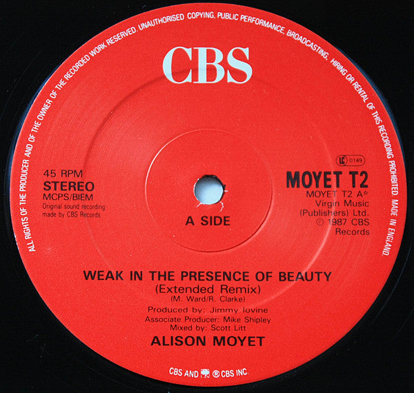 Alison Moyet : Weak In The Presence Of Beauty (12", Single)