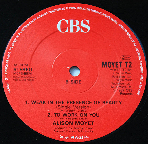 Alison Moyet : Weak In The Presence Of Beauty (12", Single)