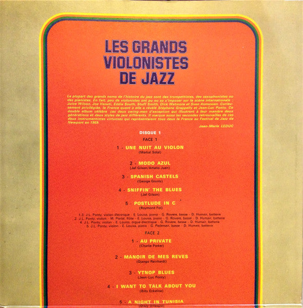 Stephane Grappelly Et Son Orchestre, Jean-Luc Ponty Et Son Quartet* : Les Grands Violonistes De Jazz (2xLP, Comp, Gat)