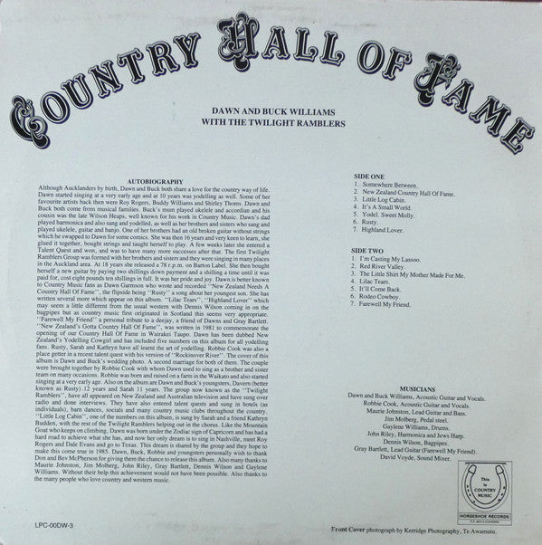Dawn And Buck Williams With The Twilight Ramblers : Country Hall Of Fame (LP, Album)