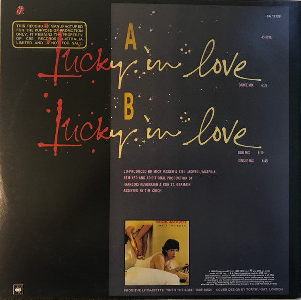 Mick Jagger : Lucky In Love  (12", Single, Promo)