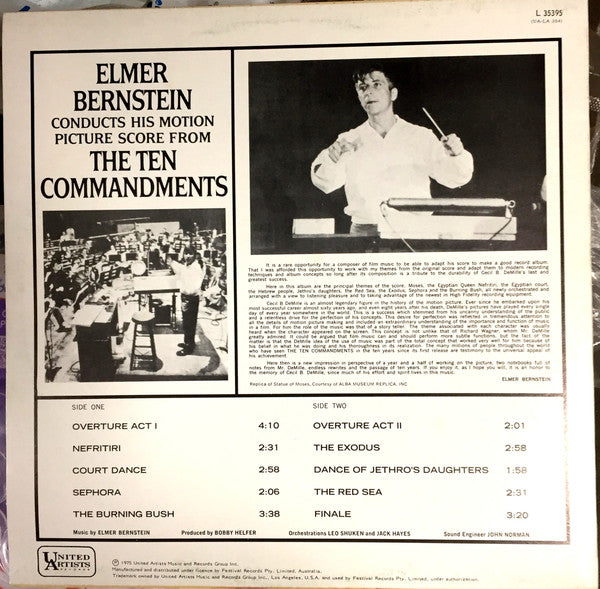 Elmer Bernstein : Elmer Bernstein Conducts His Motion Picture Score From The Ten Commandments (LP, Album, RE)