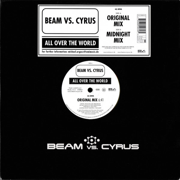 Beam Vs. Cyrus : All Over The World (12", Etch)