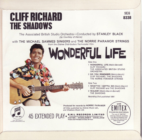 Cliff Richard And The Shadows* : Wonderful Life (7", EP, Mono)