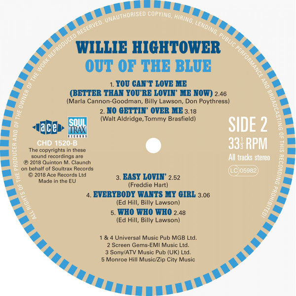 Willie Hightower : Out Of The Blue (LP)