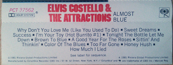 Elvis Costello & The Attractions : Almost Blue (Cass, Album)