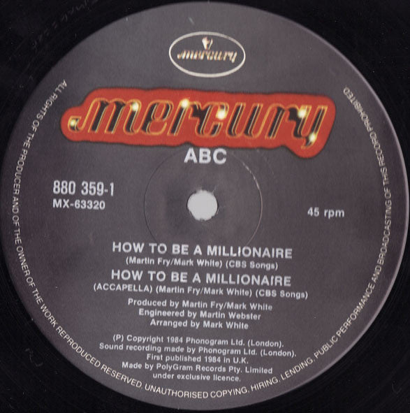 ABC : How To Be A Zillionaire (Wall St. Mix) (12")