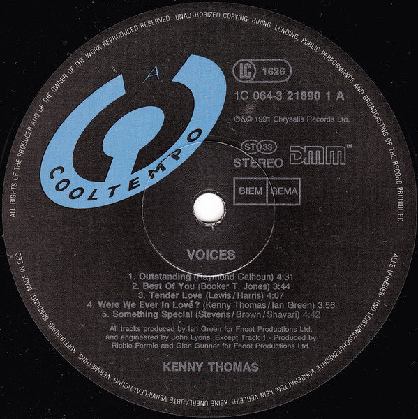 Kenny Thomas : Voices (LP, Album)