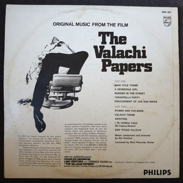 Riz Ortolani : 	The Valachi Papers (Original Music From The Film) (LP, Album)