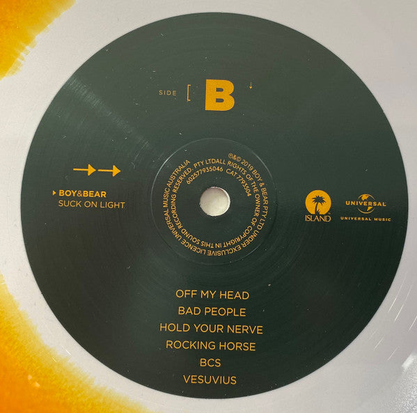 Boy & Bear : Suck On Light (LP, Album, Ora)