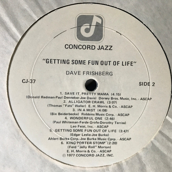 Dave Frishberg : Getting Some Fun Out Of Life (LP, Album)