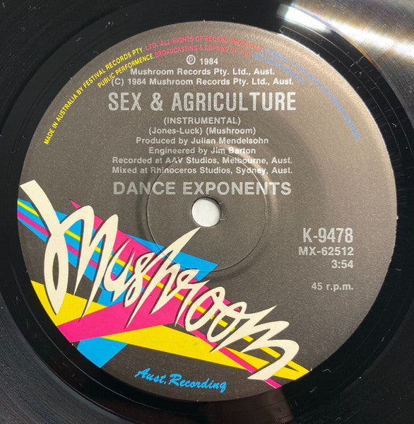 Dance Exponents : Sex And Agriculture (7", Single, Ltd)