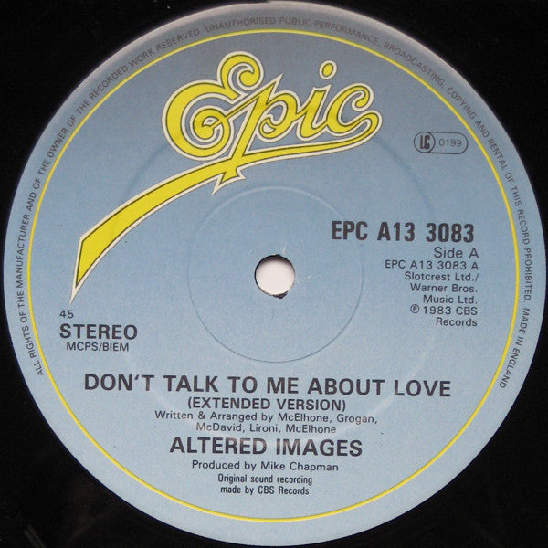 Altered Images : Don't Talk To Me About Love (12", Single)