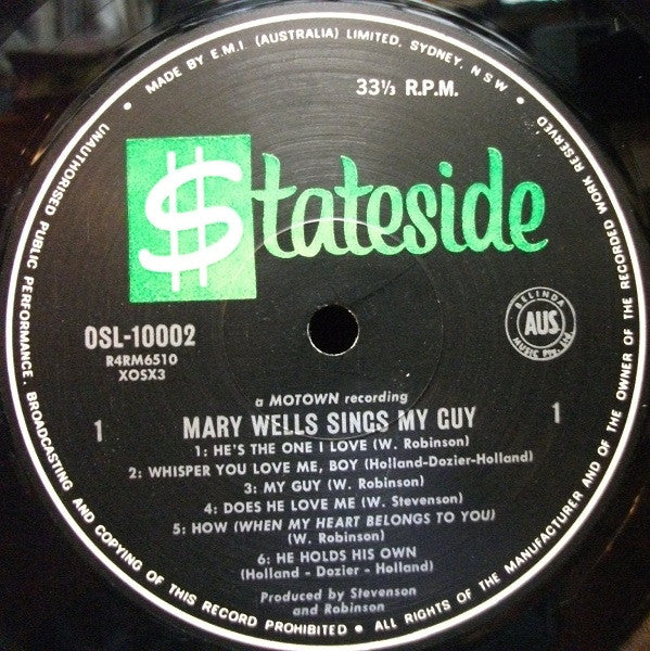 Mary Wells : Sings My Guy (LP, Album, Mono)