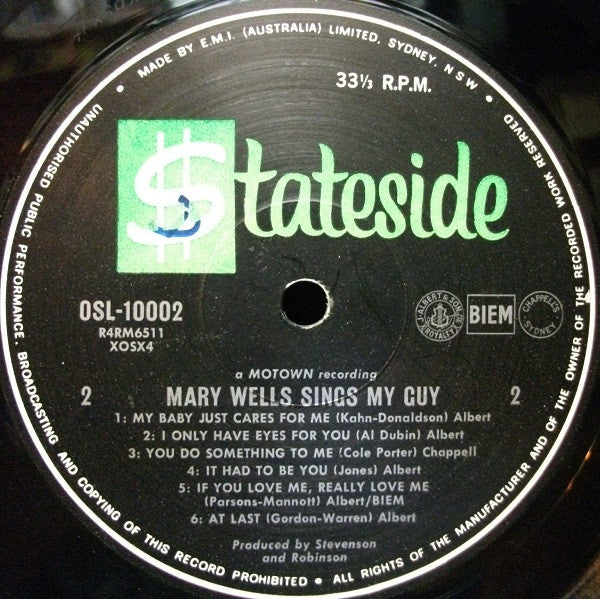 Mary Wells : Sings My Guy (LP, Album, Mono)