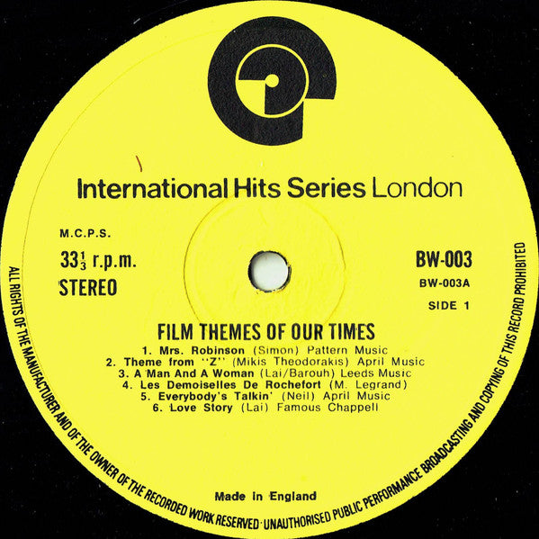 Unknown Artist : Film Themes Of Our Times (LP, Yel)