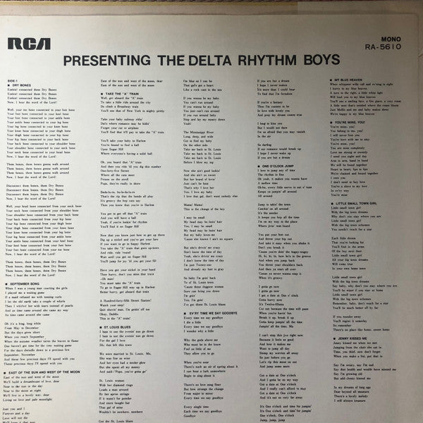 The Delta Rhythm Boys : Presenting The Delta Rhythm Boys (LP, Album, Mono)