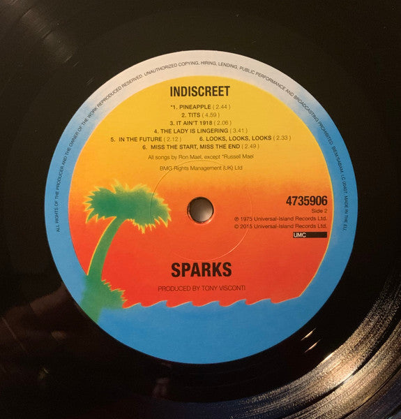 Sparks : Indiscreet (LP, Album, RE, RM, RP)