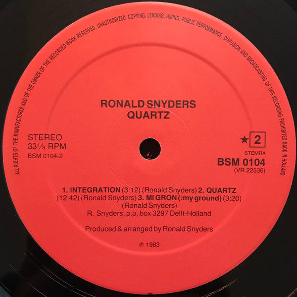 Ronald Snyders* : Quartz (LP, Album)
