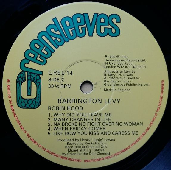 Barrington Levy : Robin Hood (LP, Album, RE)